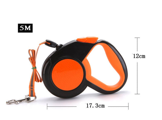 KFX-3593789 Automatic Retractable Pet Leash with Reflective Design in Fluorescent Orange and Green