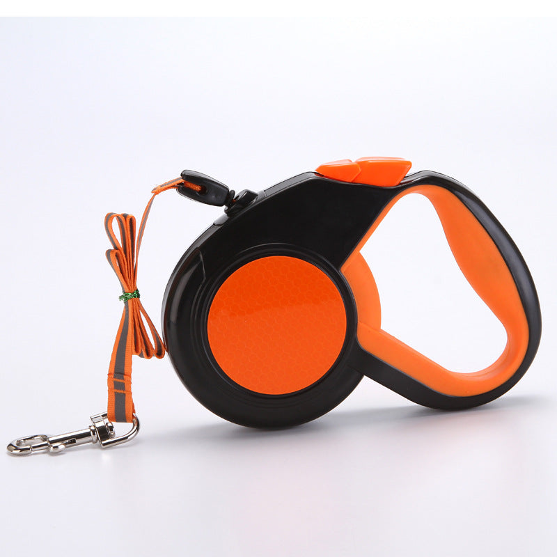 KFX-3593789 Automatic Retractable Pet Leash with Reflective Design in Fluorescent Orange and Green