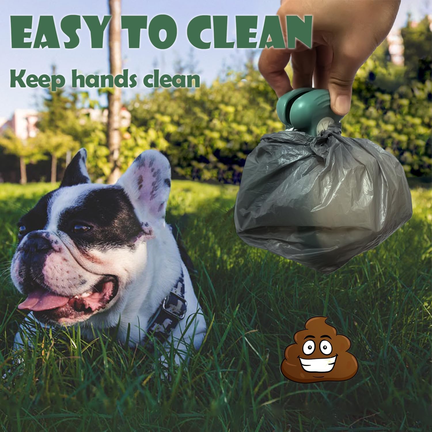 KFX-3595453 Portable Handheld Pooper Scooper with Expandable Waste Storage and Waste Bag Dispenser for Dogs