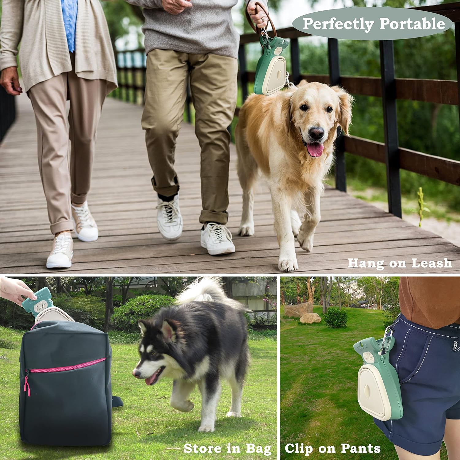 KFX-3595453 Portable Handheld Pooper Scooper with Expandable Waste Storage and Waste Bag Dispenser for Dogs