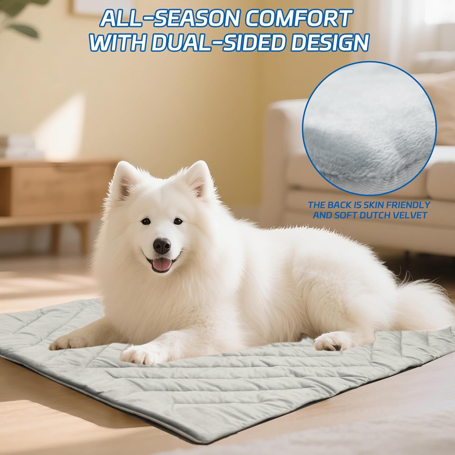 KFX-3595837 Portable Machine Washable Pet Cooling Mat - Light Gray, Nylon, Available in Sizes M, L, XL