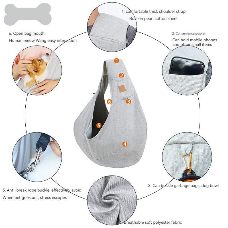 KFX-3596221 Pet Shoulder Bag for Dogs - Medium Soft Polyester, Solid Carbon Gray & Smoke Gray Design