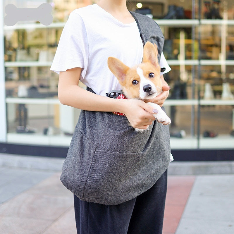 KFX-3596221 Pet Shoulder Bag for Dogs - Medium Soft Polyester, Solid Carbon Gray & Smoke Gray Design