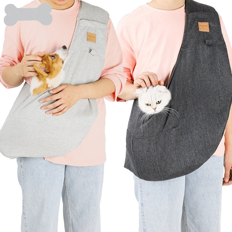 KFX-3596221 Pet Shoulder Bag for Dogs - Medium Soft Polyester, Solid Carbon Gray & Smoke Gray Design