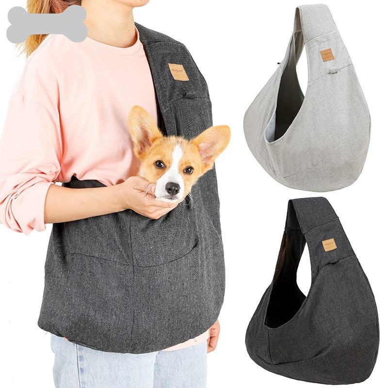 KFX-3596221 Pet Shoulder Bag for Dogs - Medium Soft Polyester, Solid Carbon Gray & Smoke Gray Design