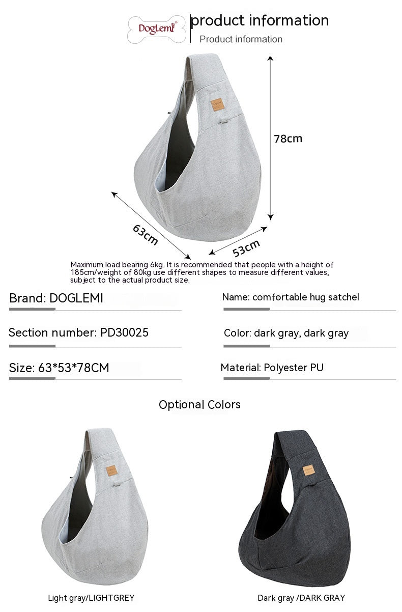 KFX-3596221 Pet Shoulder Bag for Dogs - Medium Soft Polyester, Solid Carbon Gray & Smoke Gray Design