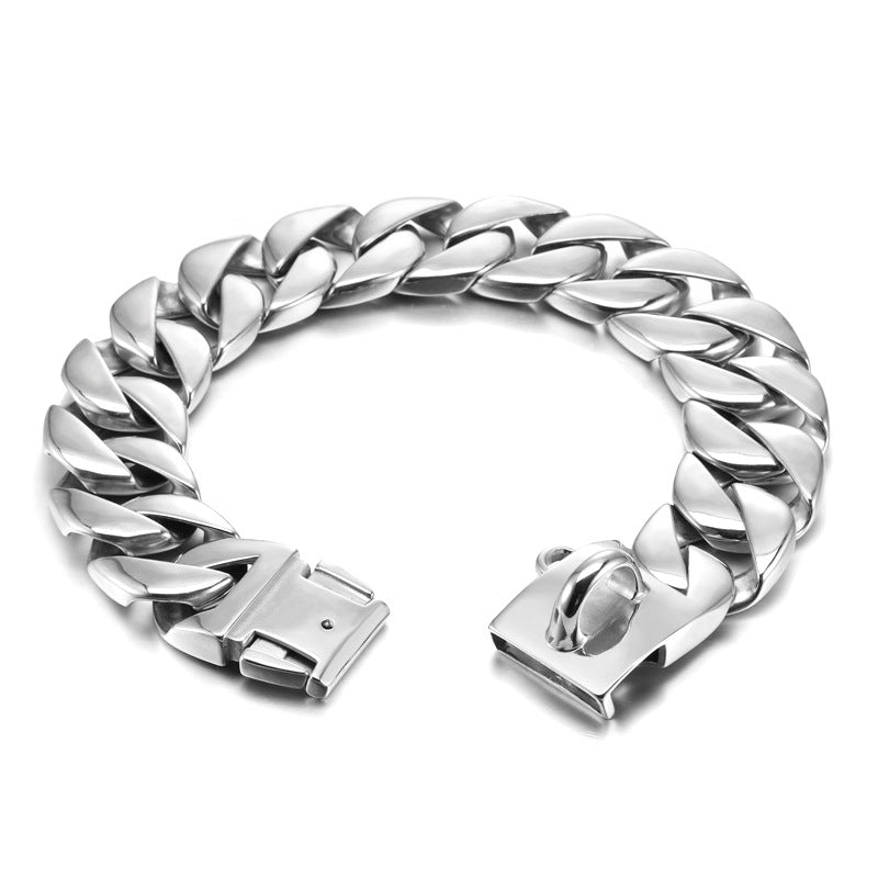 KFX-3596605 Widened Stainless Steel Dog Collar - 42MM in Gold and White, Multiple Length Options Available