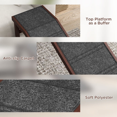 KFX-3597245 Dog Ramp for Beds - Wooden Pet Ramp with Non-Slip Carpet, 74" x 16" x 25", Easy Access for Dogs and Cats
