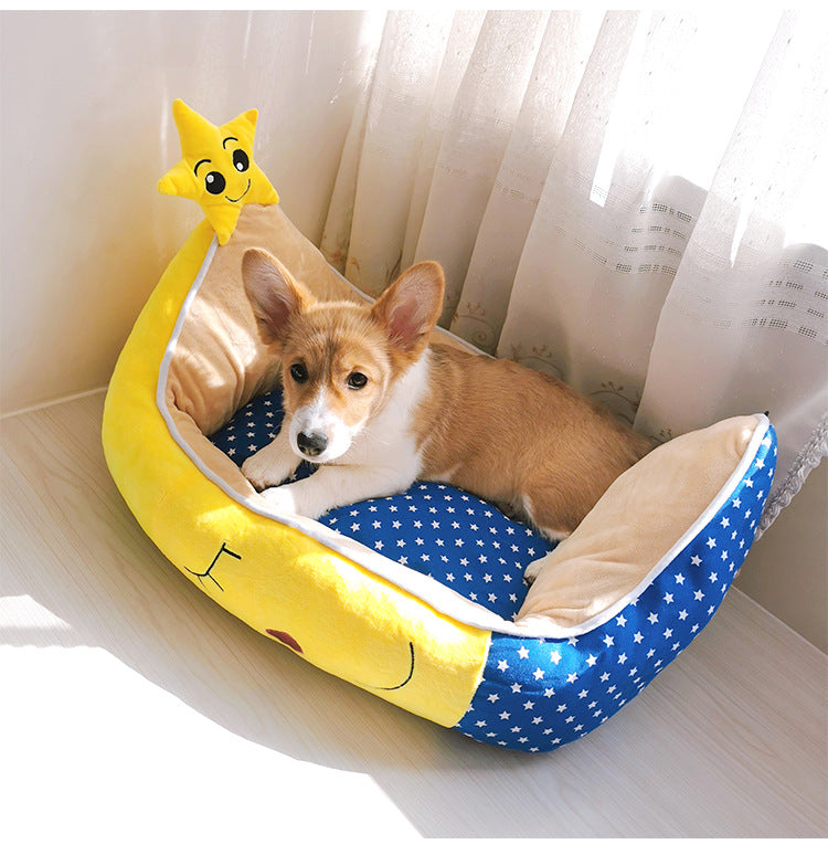 KFX-3598013 Cozy Crystal Velvet & Cotton Canvas Dog Mat Nest - 67x45x30cm