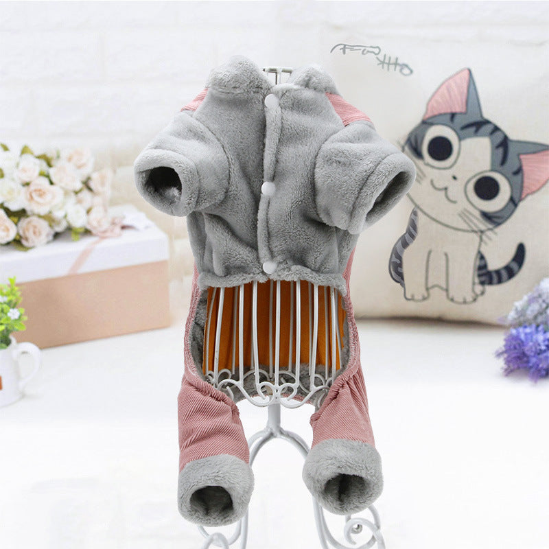 KFX-3598397 Plush Cotton Coat for Small Dogs - Teddy Bichon Pomeranian Chihuahua, Light Gray and Pink Options