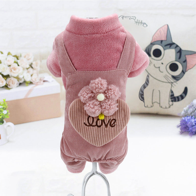 KFX-3598397 Plush Cotton Coat for Small Dogs - Teddy Bichon Pomeranian Chihuahua, Light Gray and Pink Options