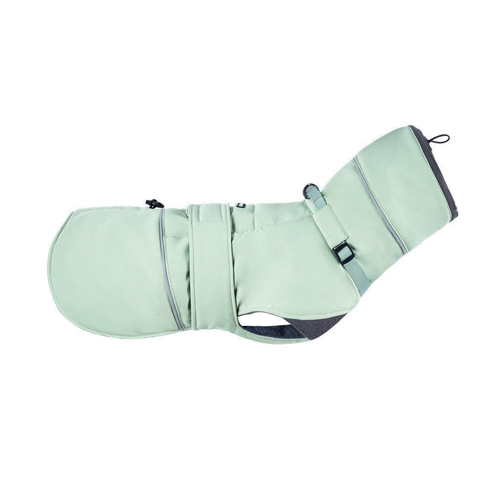 KFX-3598525 Autumn and Winter Wind-Proof Dog Shell Jacket in Bean Green, Beige, and Black Sizes S to 2XL