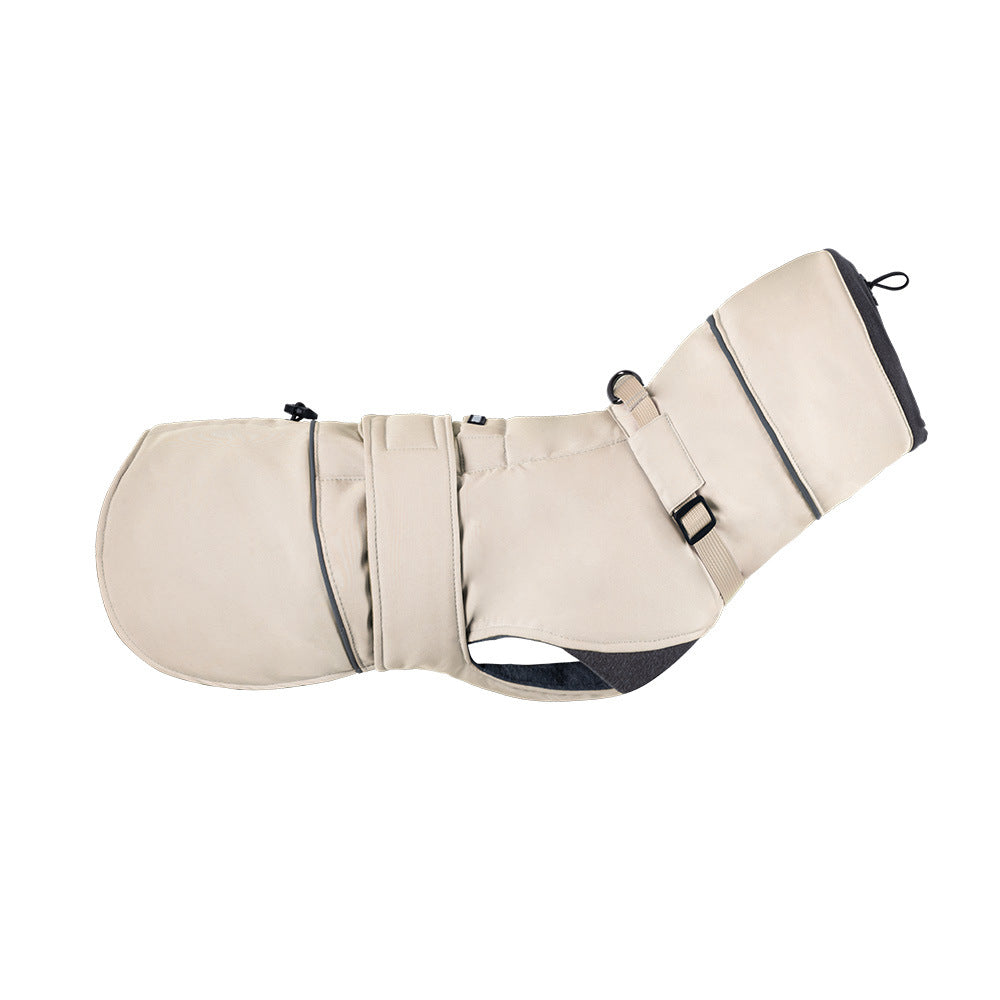 KFX-3598525 Autumn and Winter Wind-Proof Dog Shell Jacket in Bean Green, Beige, and Black Sizes S to 2XL