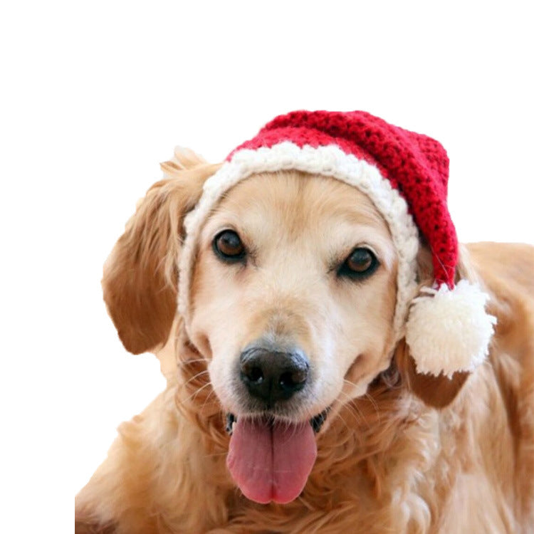 KFX-3598781 Hand-Knitted Wool Hat and Scarf Set for Pets - Solid Color Red, Stylish Design