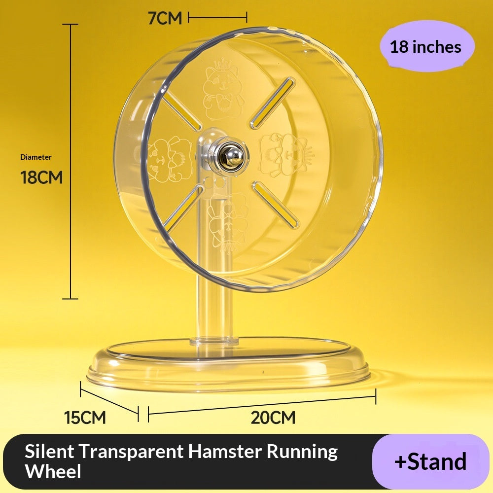 KFX-3599037 Silent Large-Sized Hamster Running Wheel with Transparent Support - 24cm Wide Surface