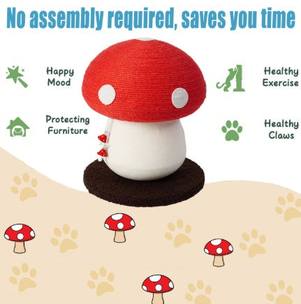 KFX-3599933 Mushroom Cat Climbing Frame with Fluffy Base and Sisal Scratching Post for Cats
