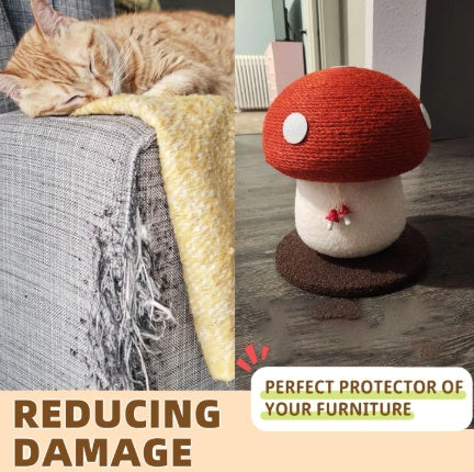 KFX-3599933 Mushroom Cat Climbing Frame with Fluffy Base and Sisal Scratching Post for Cats