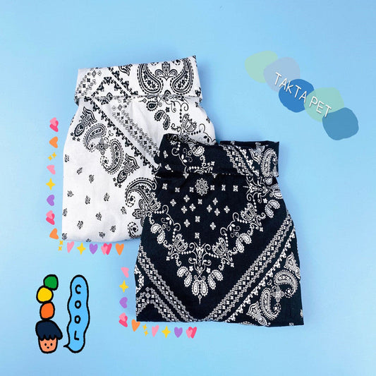 KFX-3600317 Cashew Pattern Cotton Dog Shirts for Small and Large Dogs in Black and White