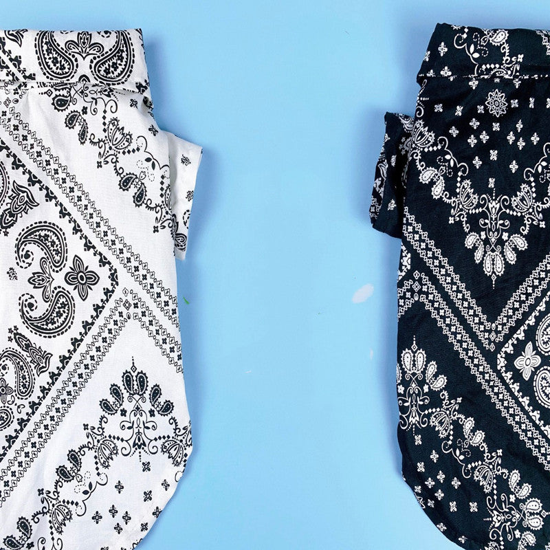 KFX-3600317 Cashew Pattern Cotton Dog Shirts for Small and Large Dogs in Black and White