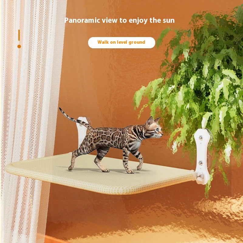 KFX-3601341 Gray and Khaki Cat Hammock with Suction Cups for Easy Setup, Removable and Washable