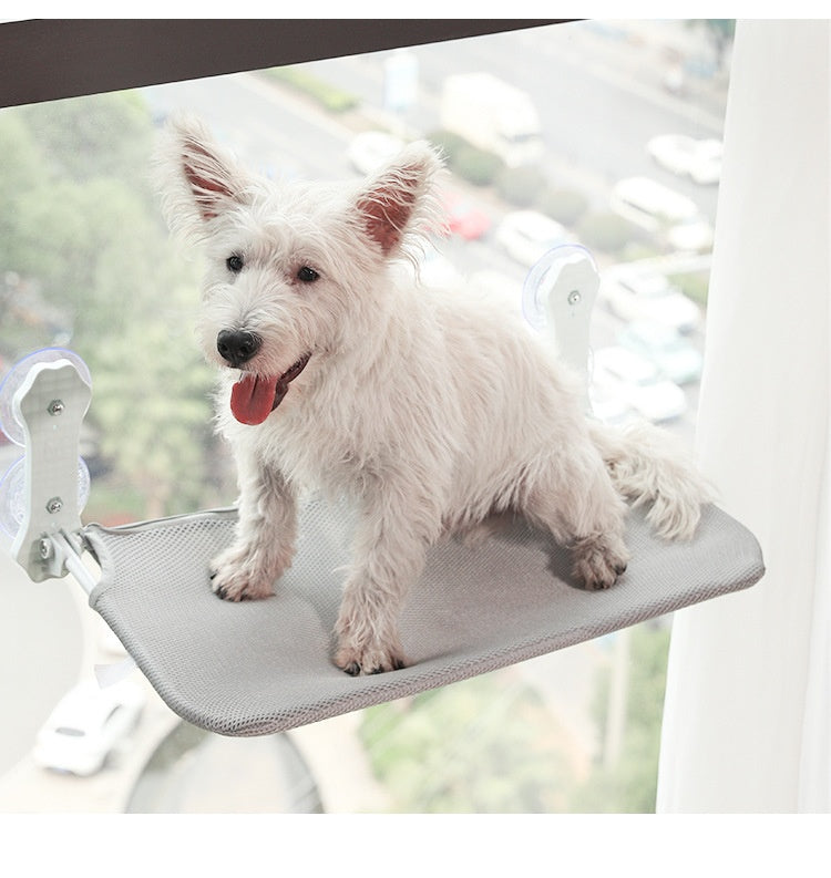 KFX-3601341 Gray and Khaki Cat Hammock with Suction Cups for Easy Setup, Removable and Washable