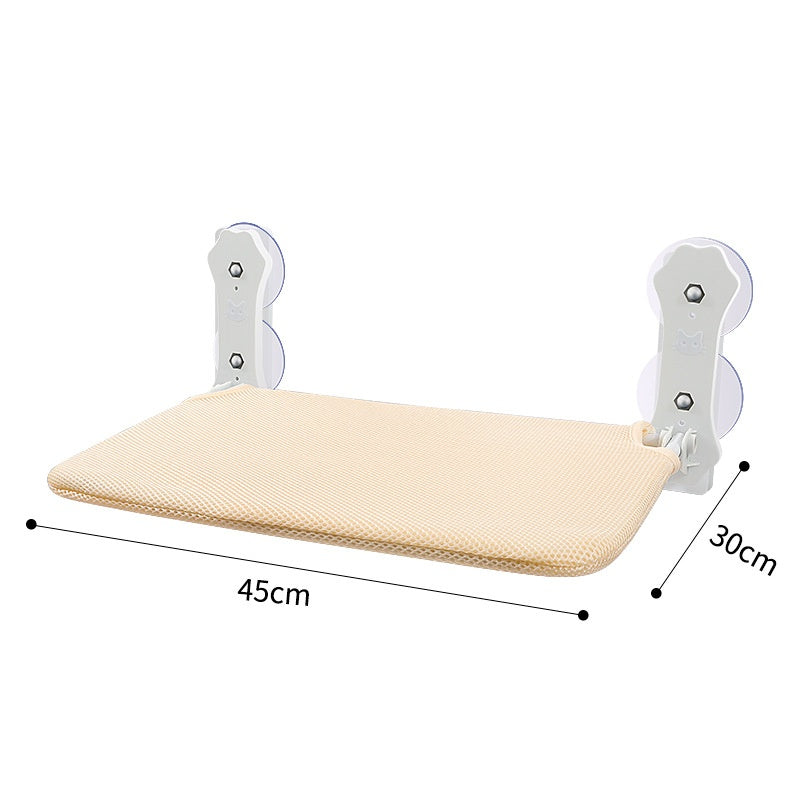 KFX-3601341 Gray and Khaki Cat Hammock with Suction Cups for Easy Setup, Removable and Washable