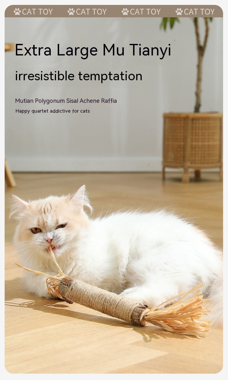KFX-3602365 Oversized Raffia Molar Rod for Cats - Durable Catnip Toy for Teeth and Play