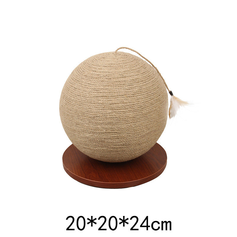 KFX-3603005 Eco-Friendly Hemp Rope Cat Toy - Assorted Ball Sizes in Brown and White