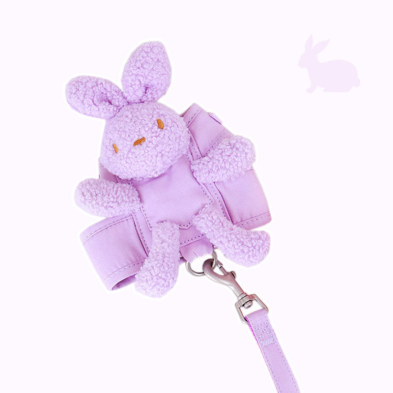 KFX-3603517 Vest-Style Cat and Dog Harness and Leash Set in Purple, Pink, and Off White - Suitable for Pets 3-12 Pounds