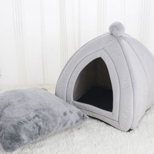 KFX-3603773 Cozy Cat Bed and Small Dog Tent Mat – Soft, Washable Pet House for Cats and Puppies