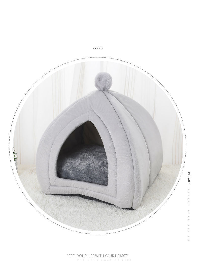 KFX-3603773 Cozy Cat Bed and Small Dog Tent Mat – Soft, Washable Pet House for Cats and Puppies