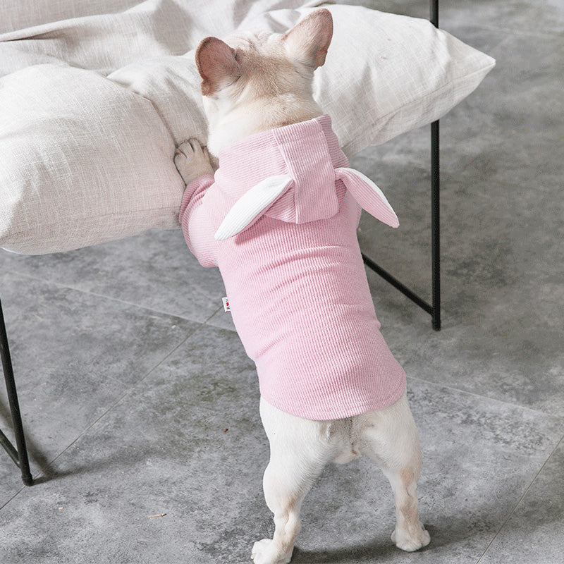 KFX-3603901 Comfortable Spring and Autumn Dog Sweater in Light Gray and Pink