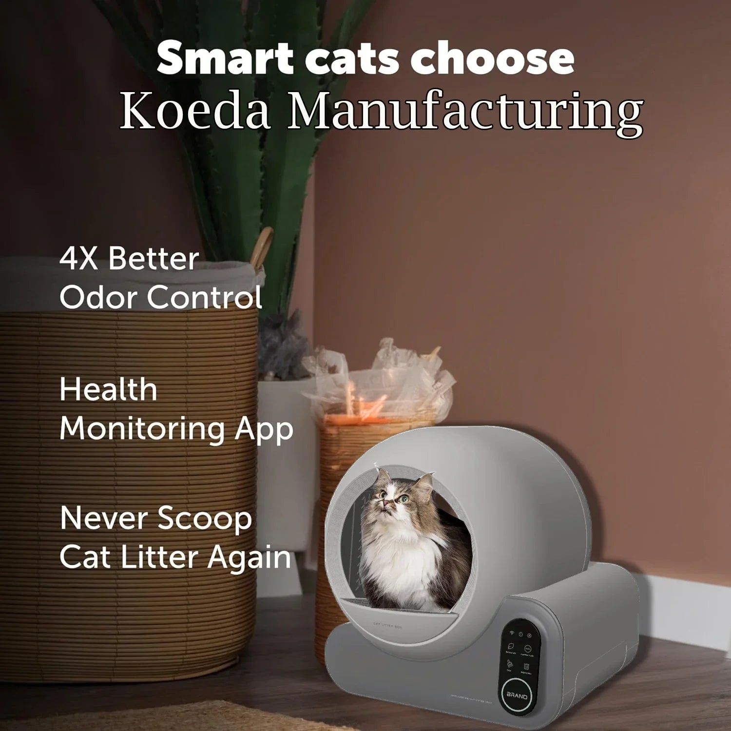 KFX-360531 Automatic Self-Cleaning 70L Cat Litter Box with App Control and Odor Control Features
