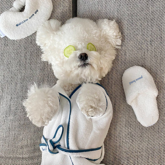 KFX-3606333 Pet Bath Towel and Nightgown Set for Small Dogs - Absorbent Velvet Material, Available in Sizes S, M, L