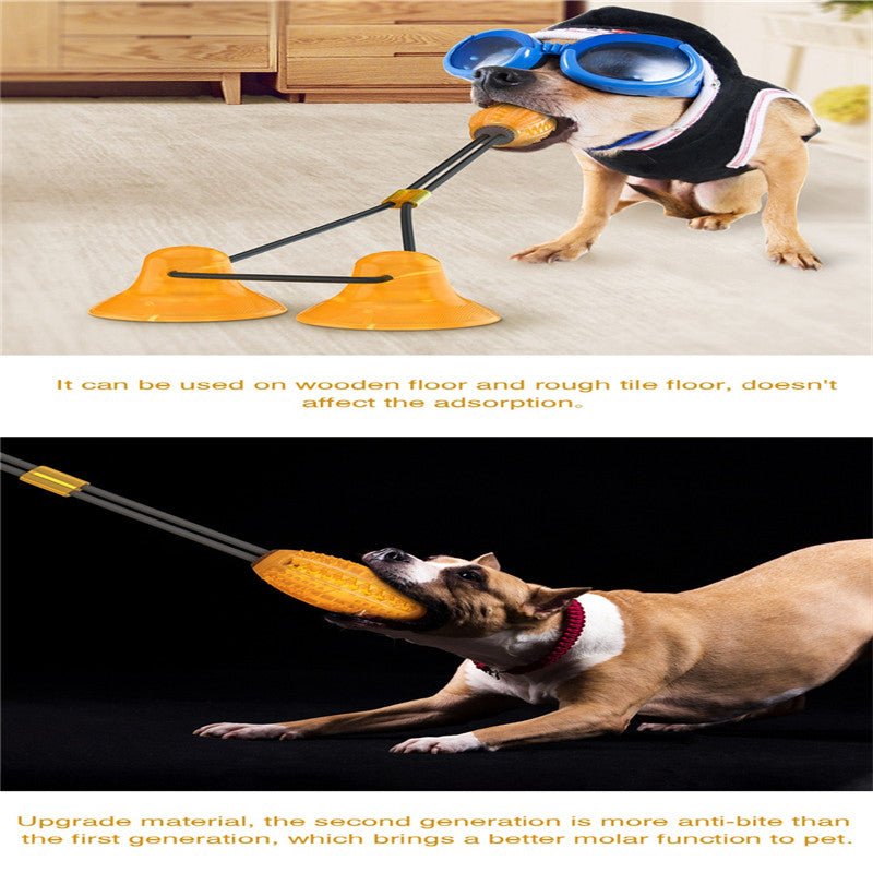 KFX-3610301 Multi-Kinetic Dog Rubber Toy with Suction Cup and Double Layer Teeth Cleaning Design