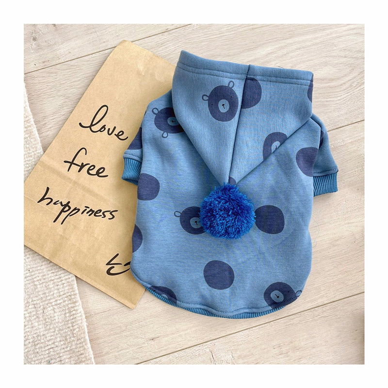 KFX-3610557 Hooded Cotton Sweater for Pets - Dot Print, Multiple Sizes Available