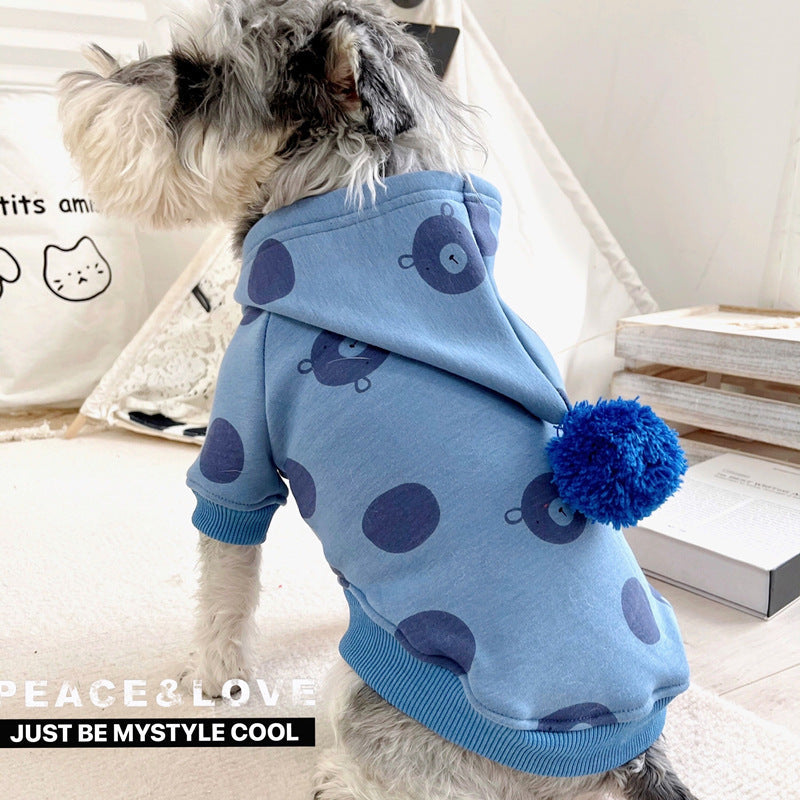 KFX-3610557 Hooded Cotton Sweater for Pets - Dot Print, Multiple Sizes Available