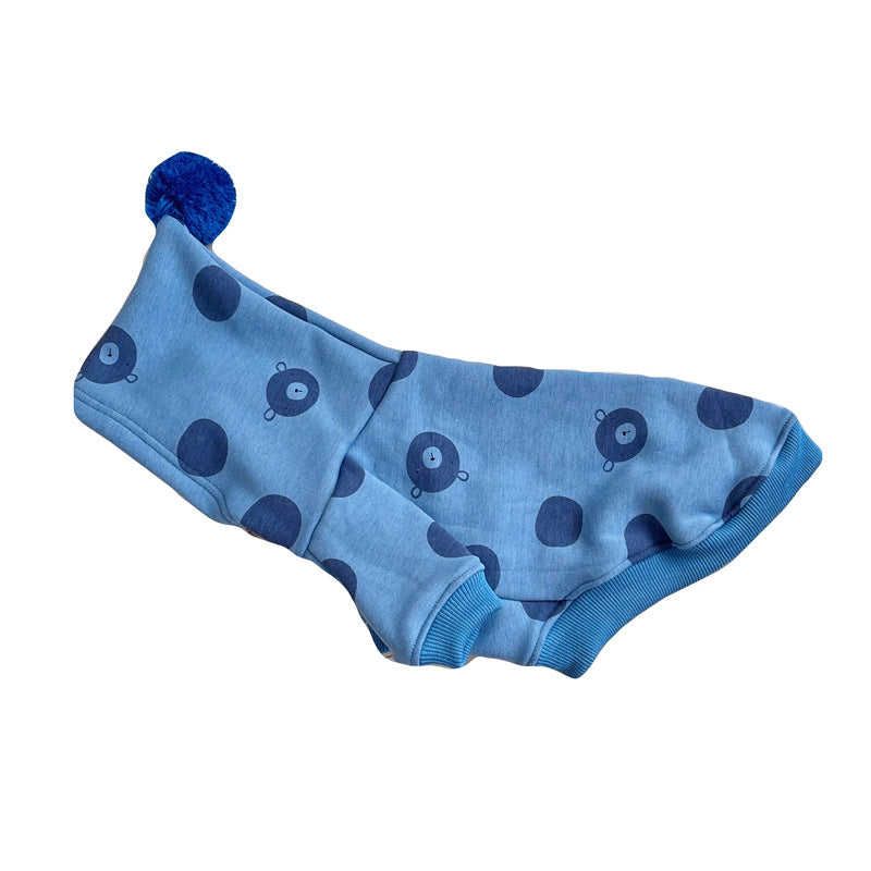 KFX-3610557 Hooded Cotton Sweater for Pets - Dot Print, Multiple Sizes Available