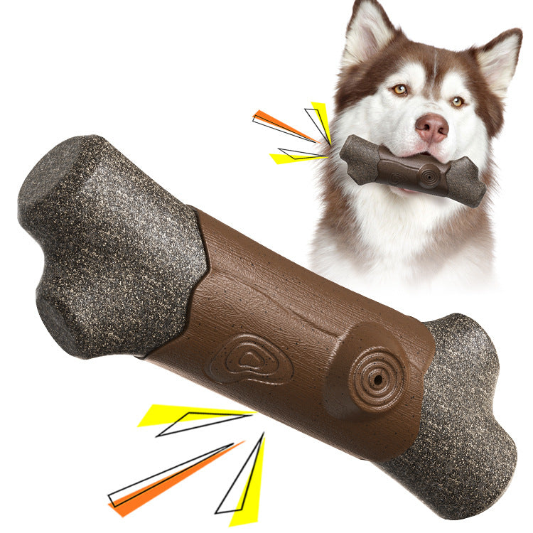 KFX-3613885 Dog Toy with Sound Tip Ball, Bite-Resistant Molar Rod Branches, Plastic Material, Wood Color