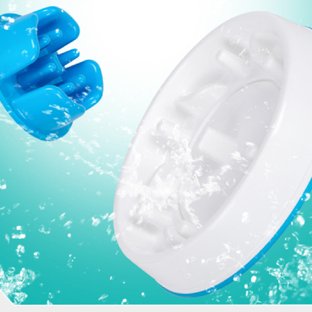 KFX-3615421 Round Anti-Knock Slow Feed Dog Bowl - White and Blue, 5.5 cm Height, Indoor Use