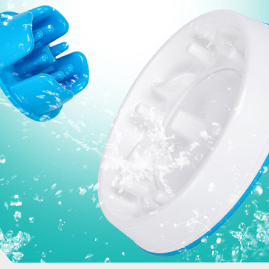KFX-3615421 Round Anti-Knock Slow Feed Dog Bowl - White and Blue, 5.5 cm Height, Indoor Use