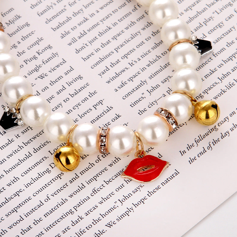 KFX-3617213 Hand-woven Pearl Adjustable Cat Collar for Comfortable Wear and Stylish Decoration