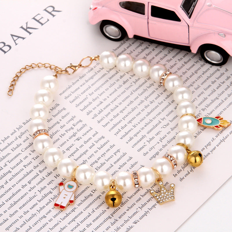 KFX-3617213 Hand-woven Pearl Adjustable Cat Collar for Comfortable Wear and Stylish Decoration