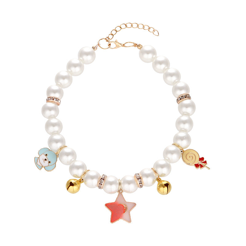 KFX-3617213 Hand-woven Pearl Adjustable Cat Collar for Comfortable Wear and Stylish Decoration
