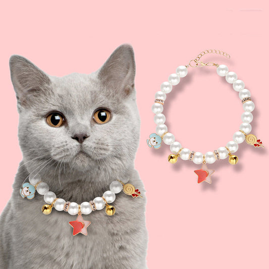 KFX-3617213 Hand-woven Pearl Adjustable Cat Collar for Comfortable Wear and Stylish Decoration