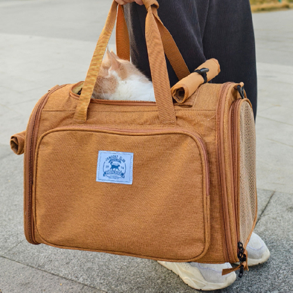 KFX-3617469 Portable Expandable Cat and Small Dog Shoulder Bag with Thermal Pad, Lightweight Outdoor Tent Design
