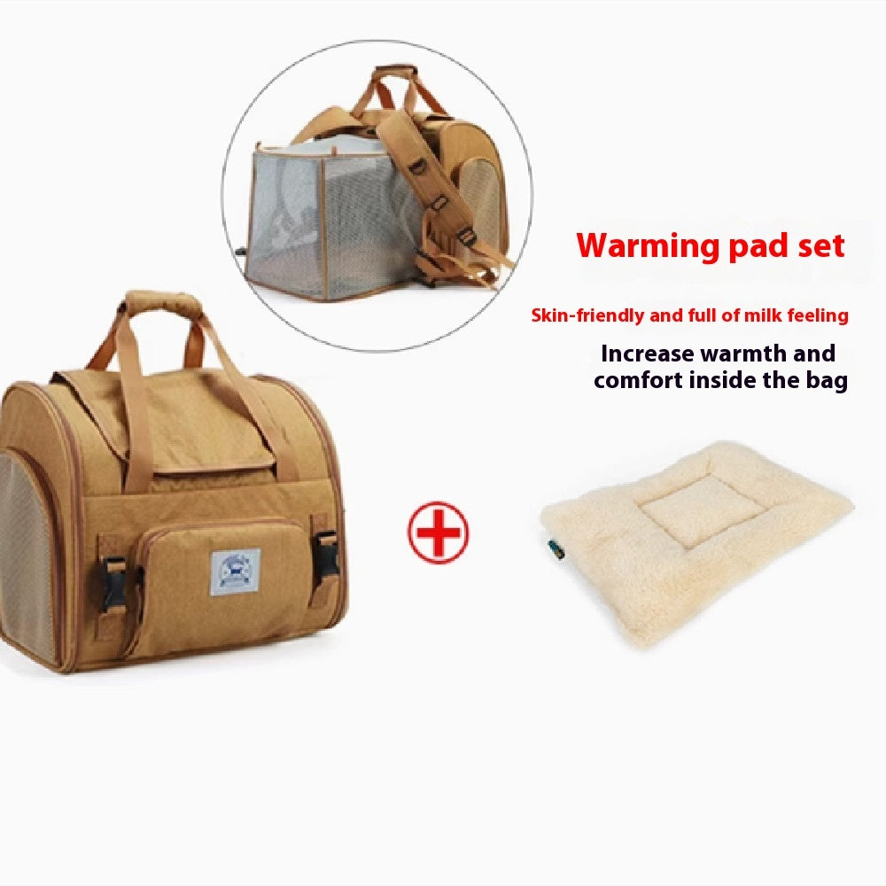 KFX-3617469 Portable Expandable Cat and Small Dog Shoulder Bag with Thermal Pad, Lightweight Outdoor Tent Design