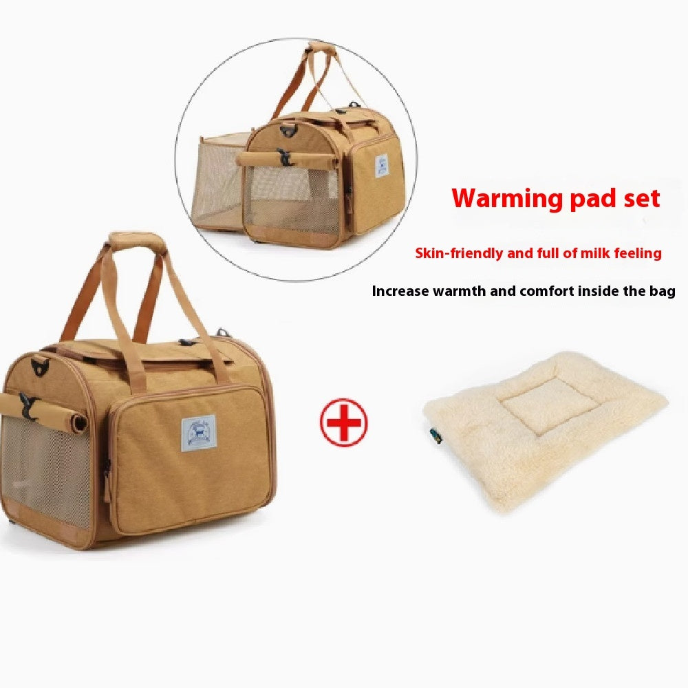 KFX-3617469 Portable Expandable Cat and Small Dog Shoulder Bag with Thermal Pad, Lightweight Outdoor Tent Design