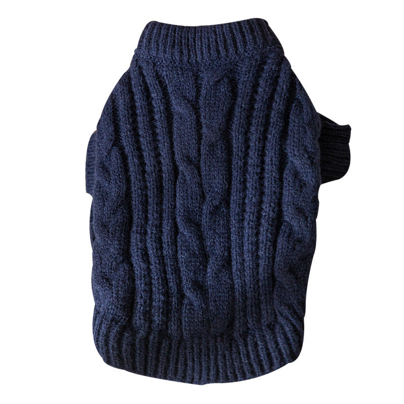 KFX-3619005 Warm Solid Color Pet Sweater for Cats - Casual Anti-Lint Design in Bondi Blue and Jass Gray
