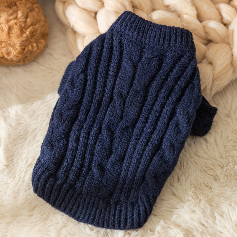 KFX-3619005 Warm Solid Color Pet Sweater for Cats - Casual Anti-Lint Design in Bondi Blue and Jass Gray